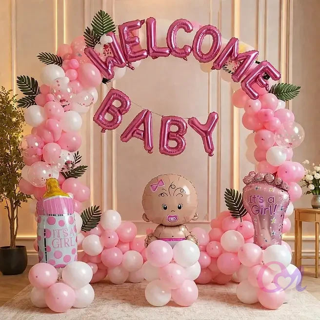 Pink WELCOME BABY foil balloon