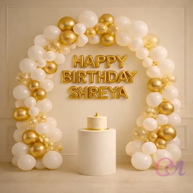 Golden Glamour Birthday Balloon Decor