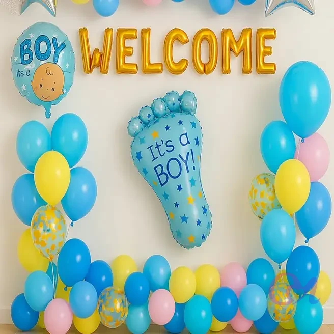 Colourful Welcome Baby Balloon Decor