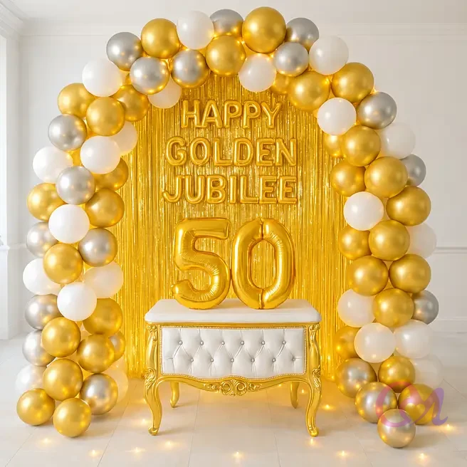 Golden Jubilee Anniversary Balloon Decor