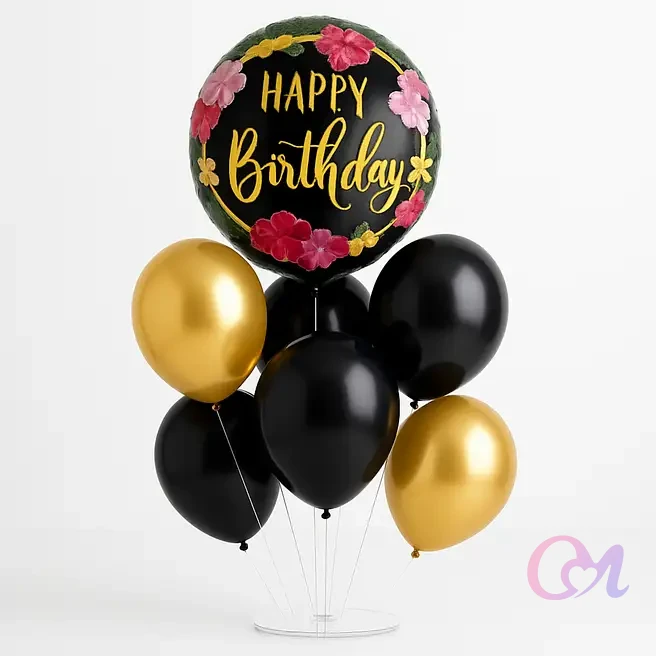 Modern Metallic Birthday Balloon Decor
