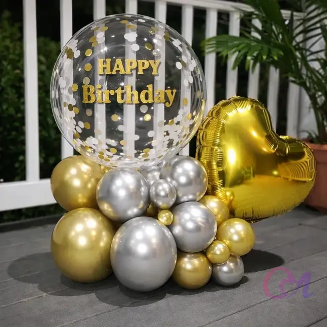 Heart of Gold Birthday Balloon Display