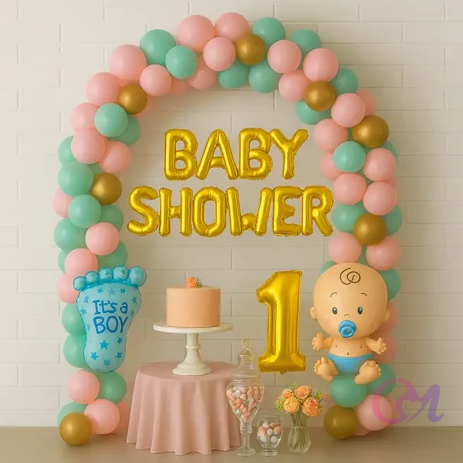 Mint N Pink Baby Shower Balloon Arch