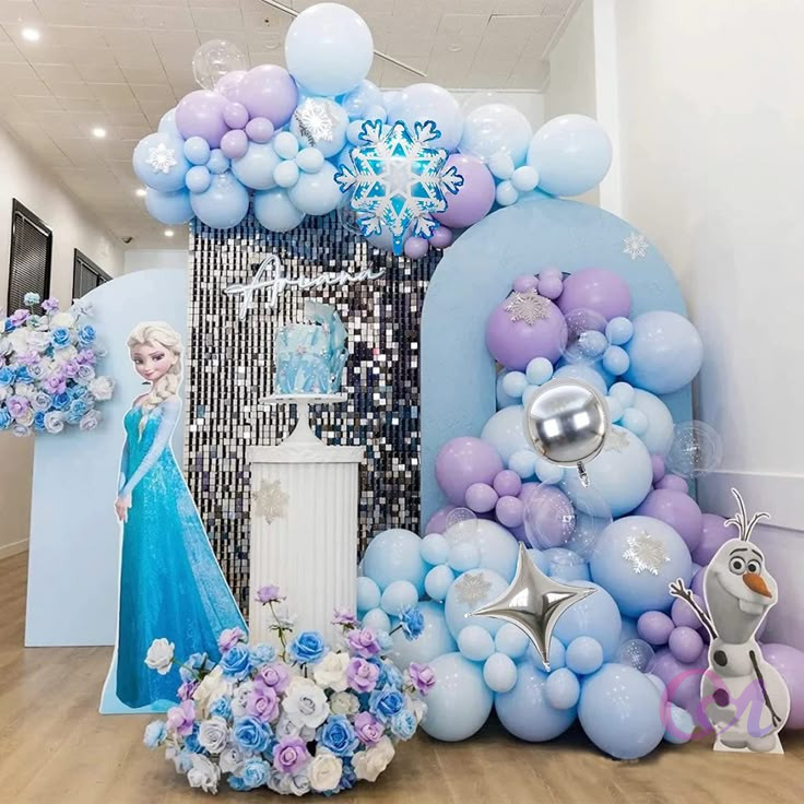 Premium Silver Sequin Frozen Birthday Decoration image 3