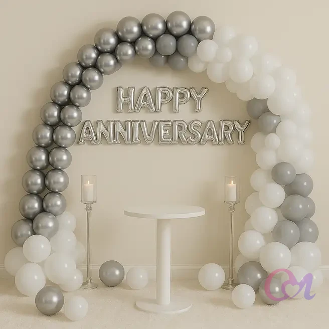 Silver N Grey Anniversary Balloon Decor image 3