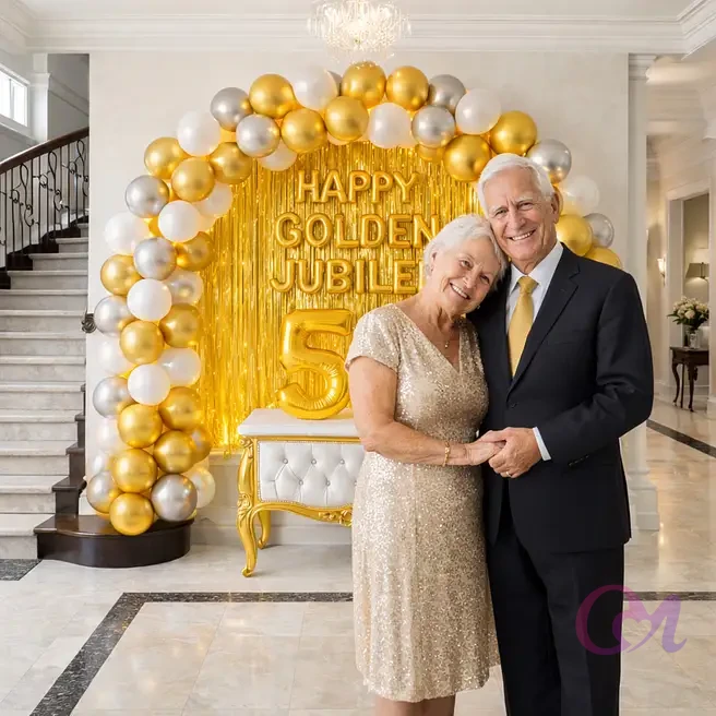 Golden Jubilee Anniversary Balloon Decor image 3