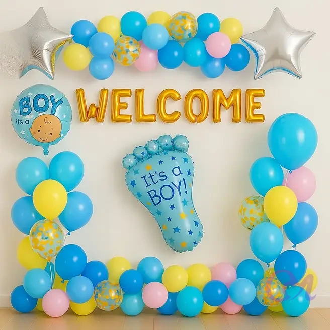 Colourful Welcome Baby Balloon Decor image 2