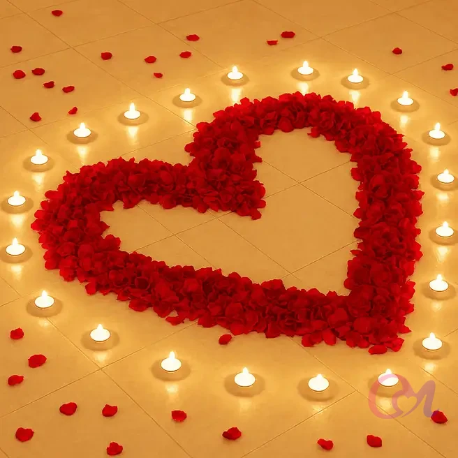 Romantic Rose petals and Candles Decorations image 2