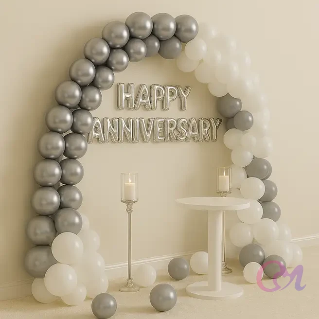 Silver N Grey Anniversary Balloon Decor image 2