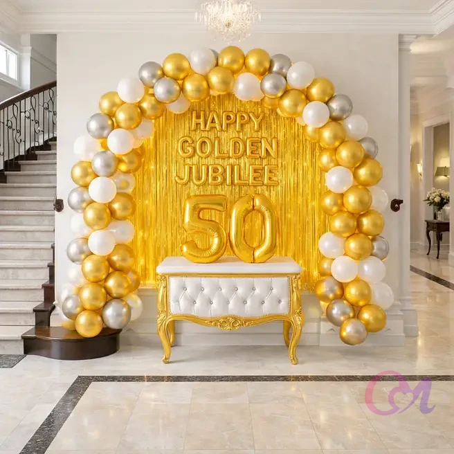 Golden Jubilee Anniversary Balloon Decor image 2