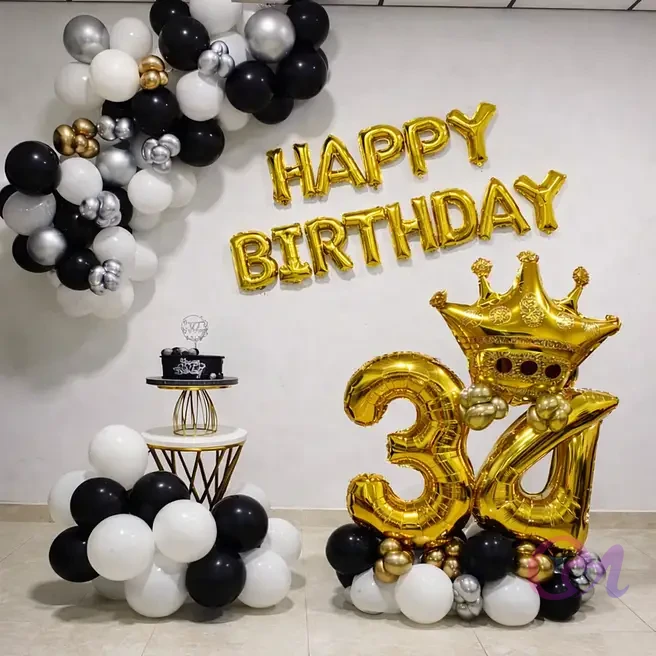 Black Gold Birthday Balloon Decor