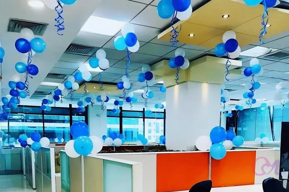Blue White Theme Office Decoration