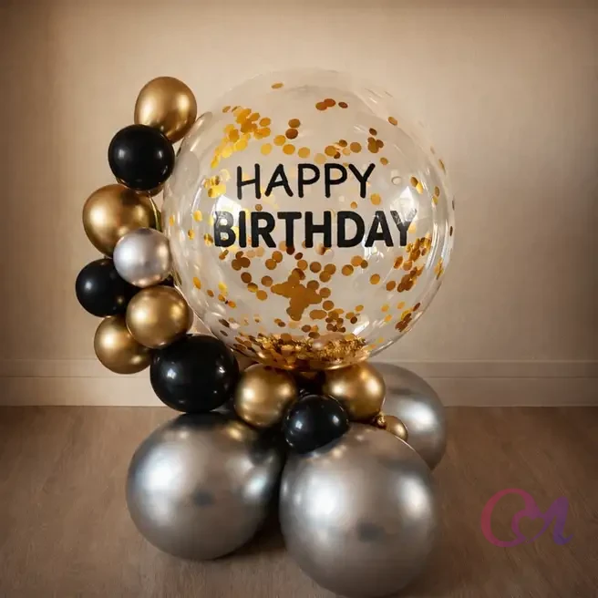 Golden Confetti Birthday Glam Balloon Display