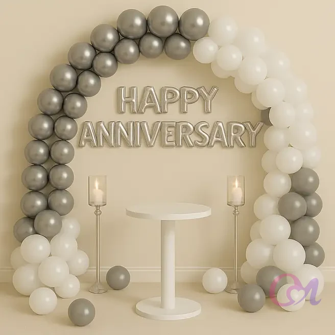 Silver N Grey Anniversary Balloon Decor